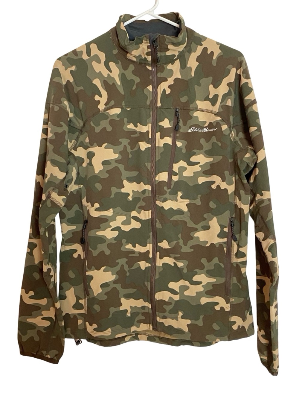 Eddie Bauer Camo Jacket Mens Size Small Athletic Camouflage Green Tan Brown